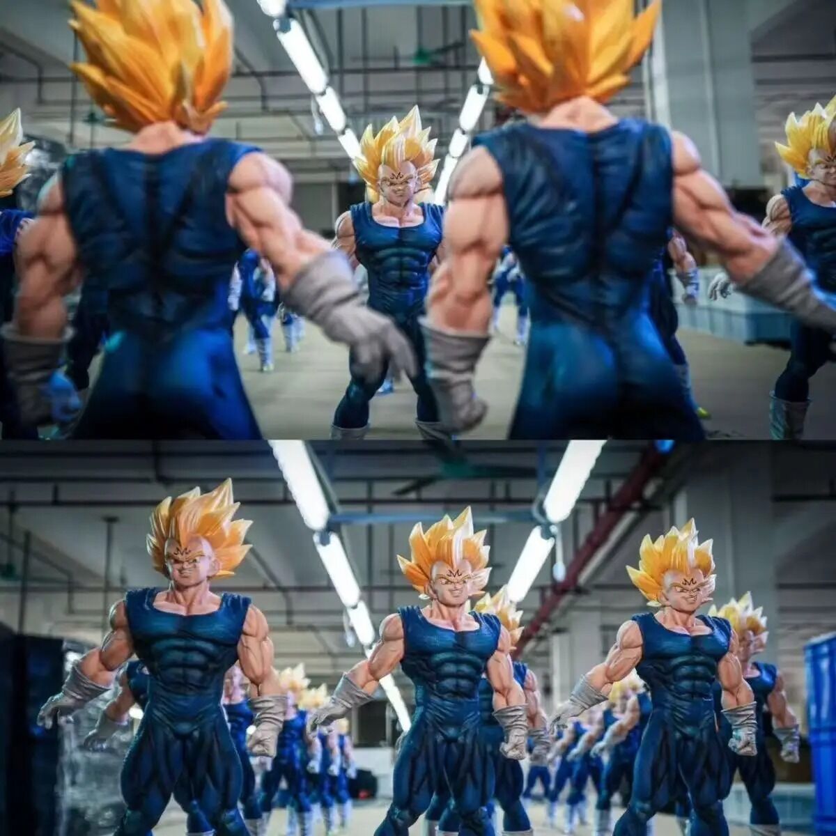 Figurine Vegeta Majin – Dragon Ball Z – 27,5 cm – cheveux Super Saiyan, tenue bleue, symbole “M” sur le front