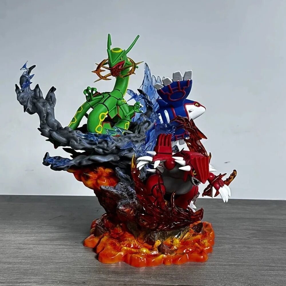 Figurine Pokémon Légendaires – Groudon, Kyogre et Rayquaza – 35 cm