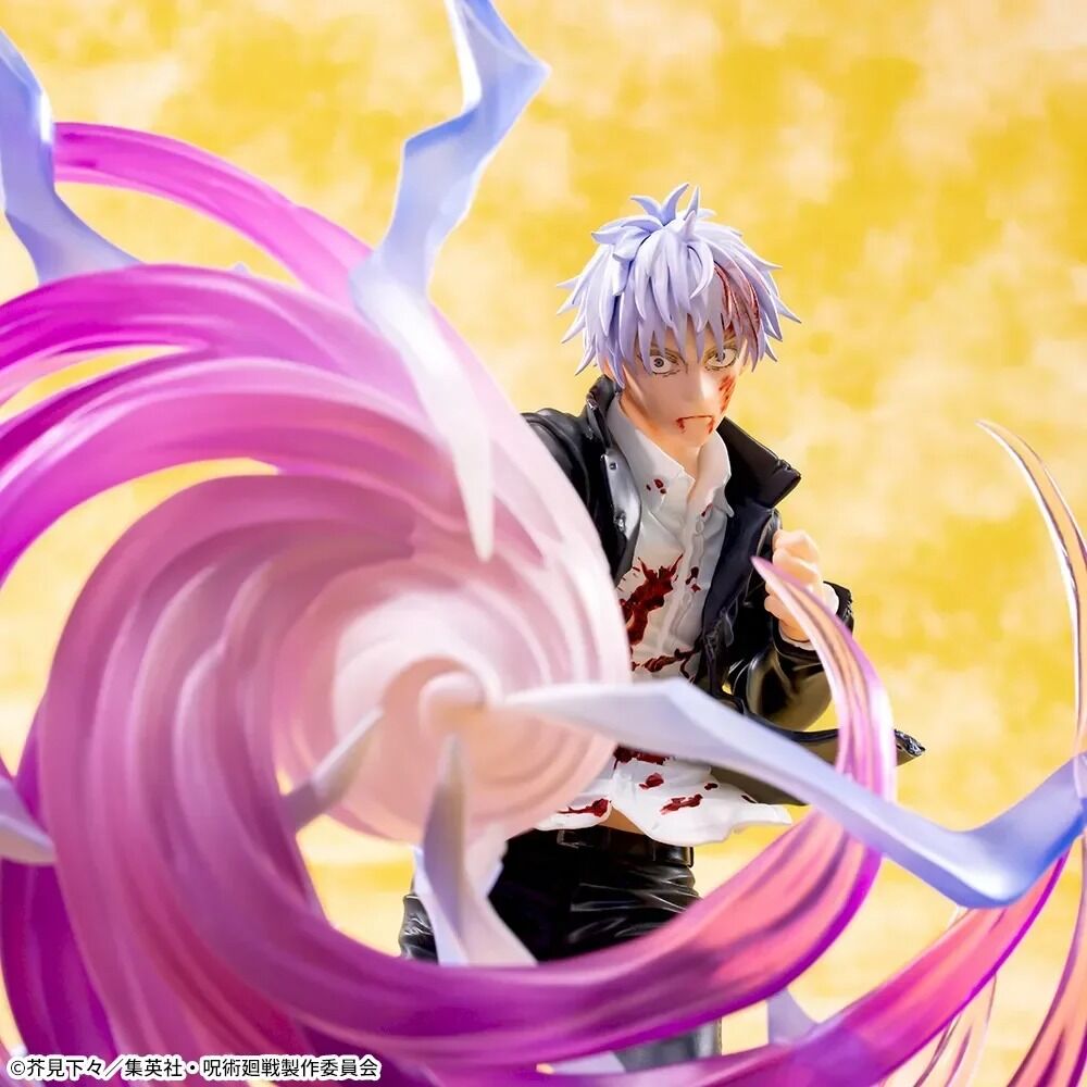 Figurine Gojo Satoru de 20 cm en pleine attaque – Jujutsu Kaisen – Effets violets en spirale