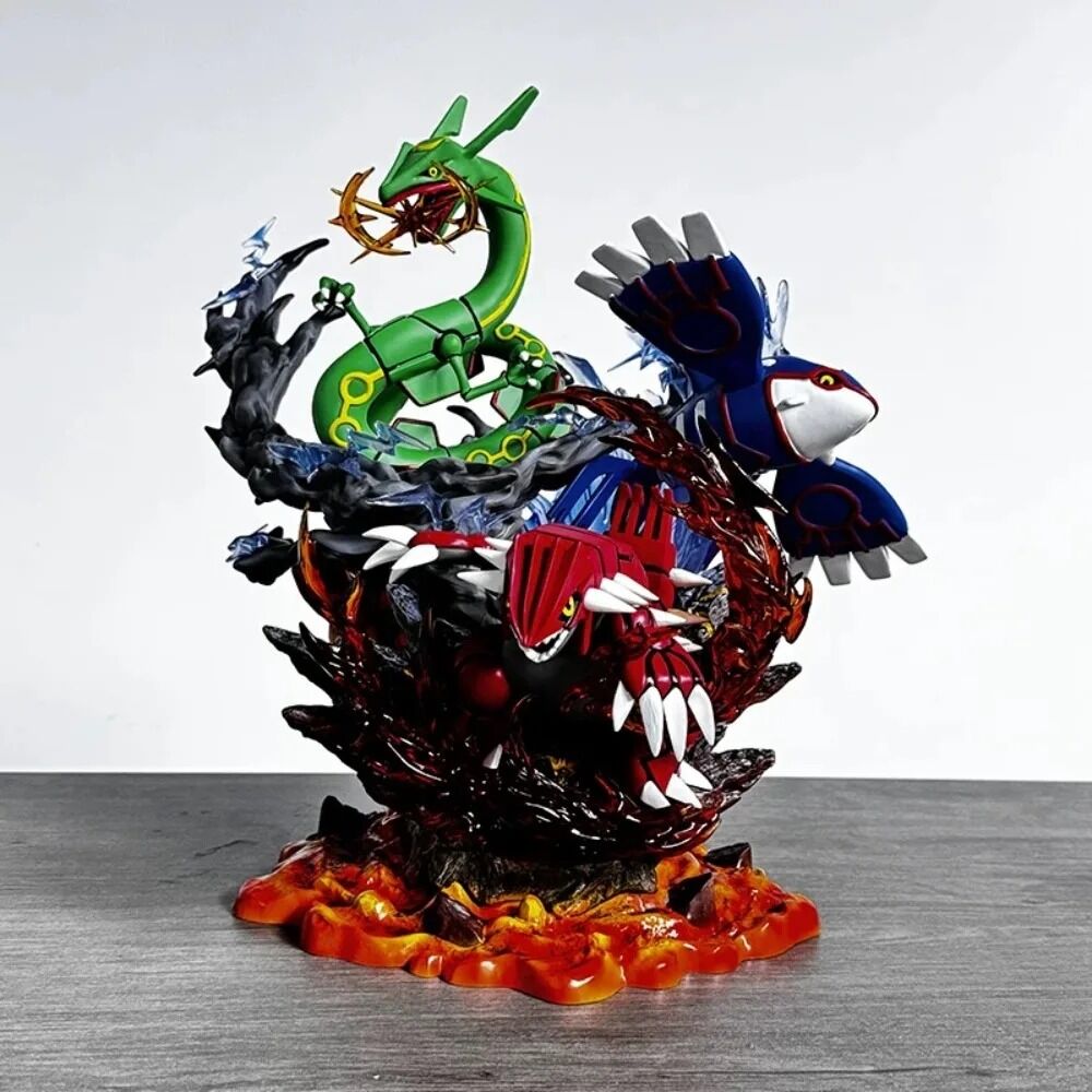 Figurine Pokémon Légendaires – Groudon, Kyogre et Rayquaza – 35 cm