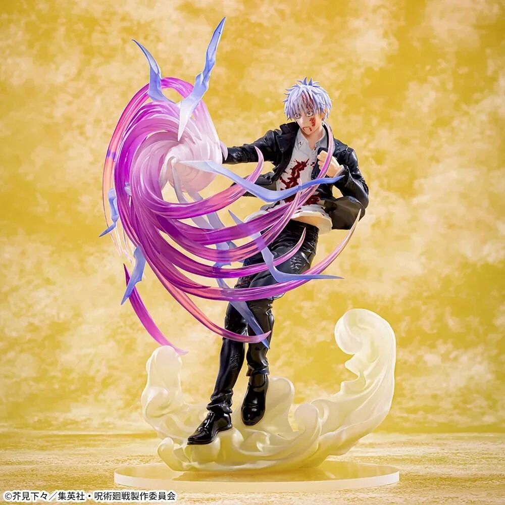 Figurine Gojo Satoru de 20 cm en pleine attaque – Jujutsu Kaisen – Effets violets en spirale